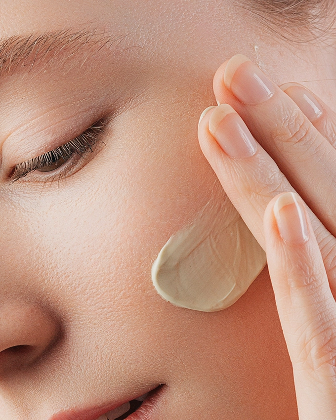 Creamy skin care product Application on the face