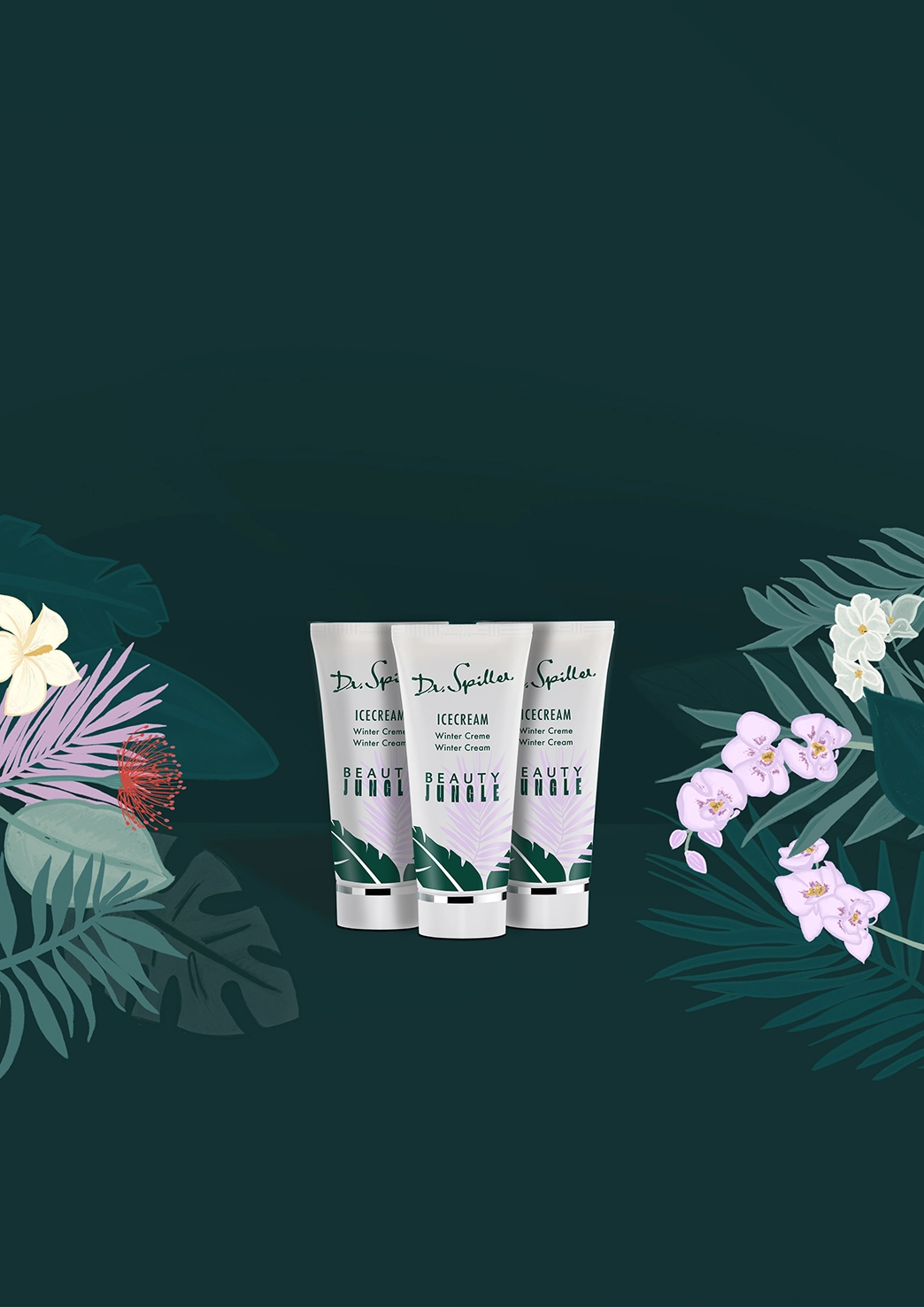 Dr. Spiller ICECREAM Winter Creme auf dunkelgrünem Hintergrund